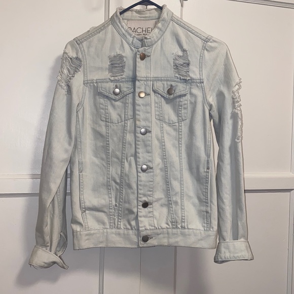 RACHEL Rachel Roy Tops - Rachel Roy XS Washout Distress Button Denim Shirt